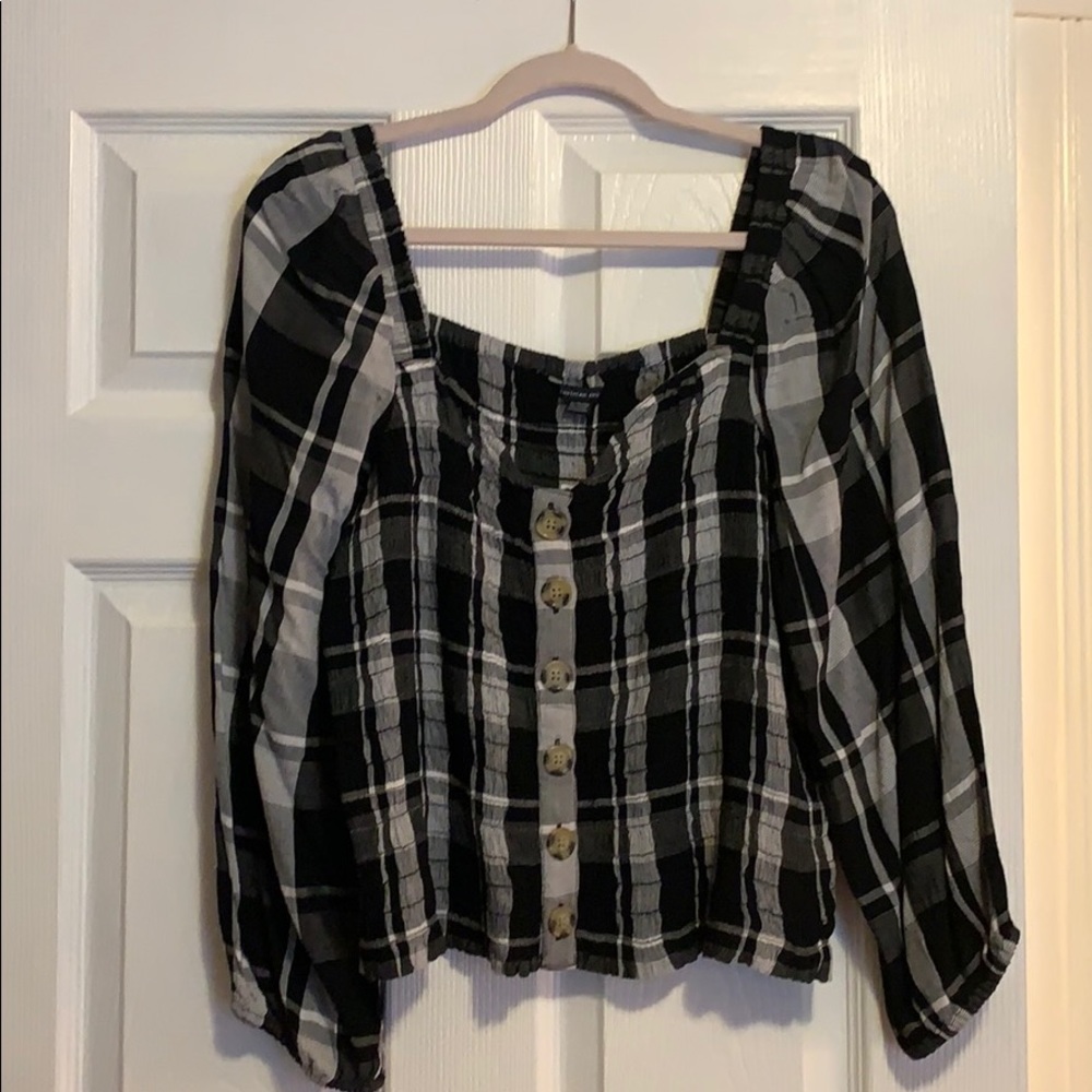 Plaid American Eagle top